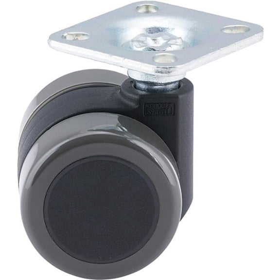 Gross Stabil GSUK230 37 mm Twin Soft Castor with Plate - Black, Gray