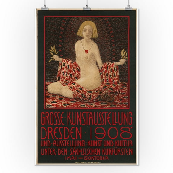 Grosse - Kunstausstellung Dresden Vintage Poster (artist: Baranowsky) Germany c. 1908 (24x36 Giclee Gallery Print, Wall Decor Travel Poster)