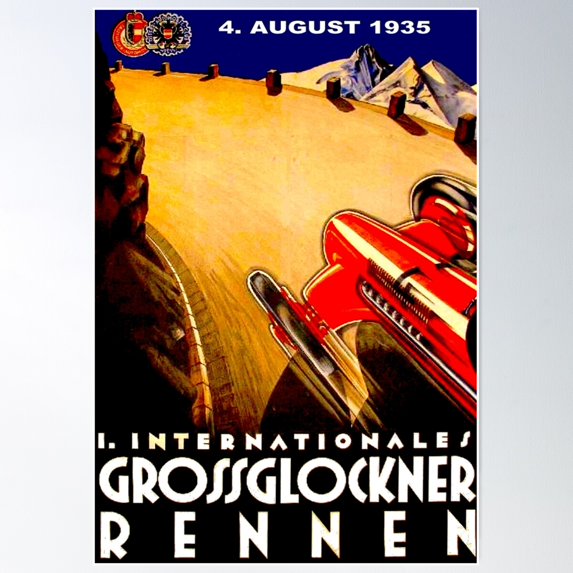 Grossglockner Rennen Vintage Auto Racing Print Poster Wall Art, Modern Wall Decor For Living Room Bedroom, 8x12 UNFRAMED