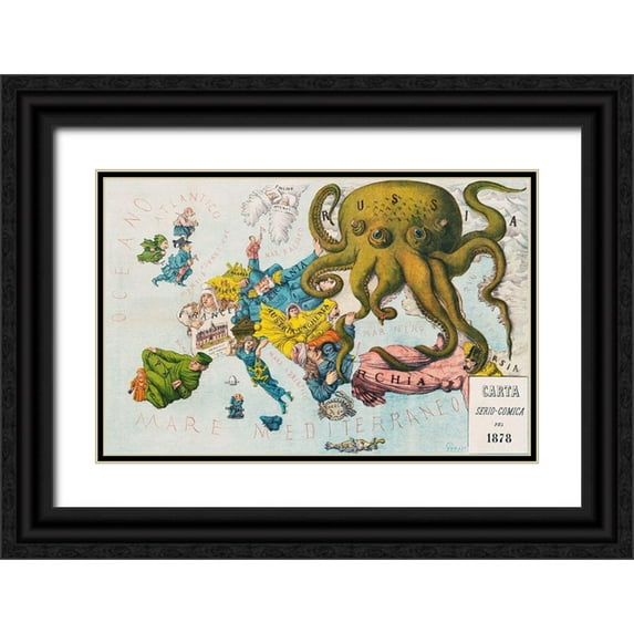 Grossi, Augusto 14x11 Black Ornate Wood Framed with Double Matting Museum Art Print Titled - Papagallo no15 the Russian Octopus Year VI