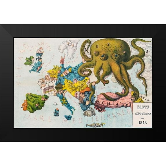 Grossi, Augusto 24x17 Black Modern Framed Museum Art Print Titled - Papagallo no15 the Russian Octopus Year VI