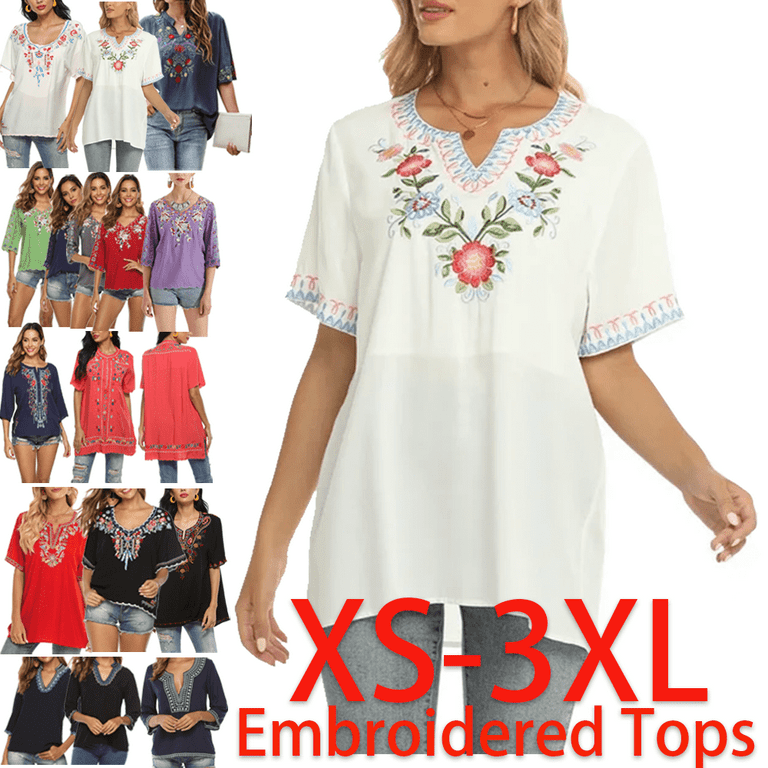 Women's Short Sleeve V-Neck Embroidered Dress Women's Short Sleeve V-Neck Embroidered Dress