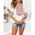 thumbnail image 1 of Grosy Womens Plus Size Tops Short Sleeve V Neck Shirts Tunic Casual Floral Embroidered Loose Summer Fall Blouses Mexican Peasant Cotton Rayon Shirts-073/White/4XL, 1 of 7