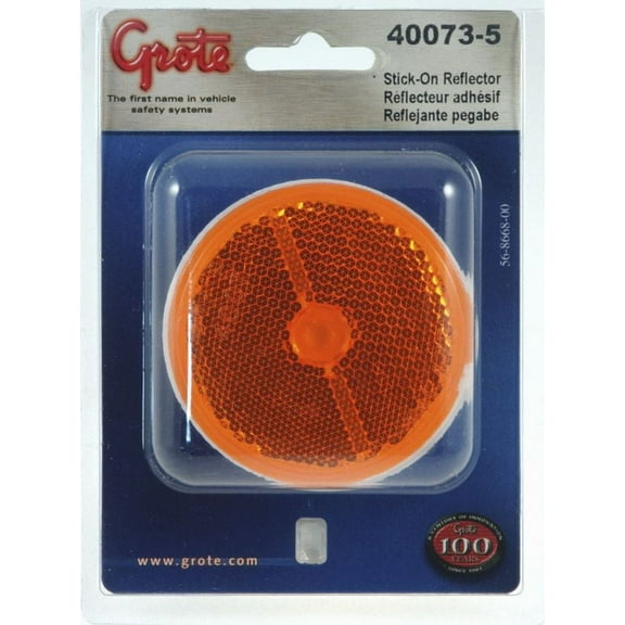 Grote 40073-5 Yellow 2 1/2" Round Stick-On Reflector