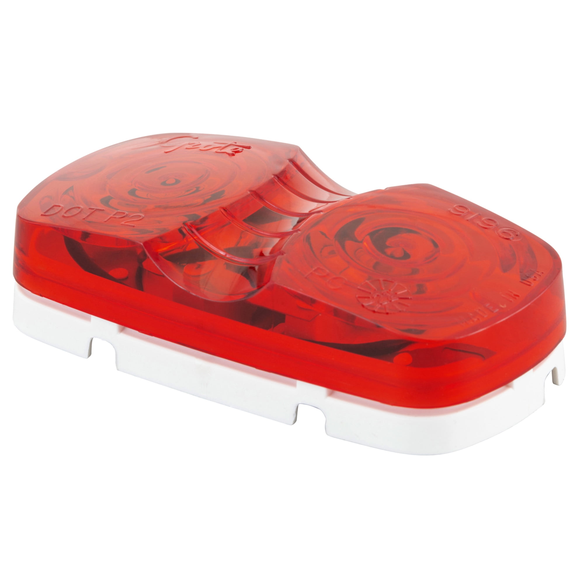 Grote 46792-3 Two-Bulb Duramold Square-Corner Clearance Marker Light - Red (Bulk Packaging)