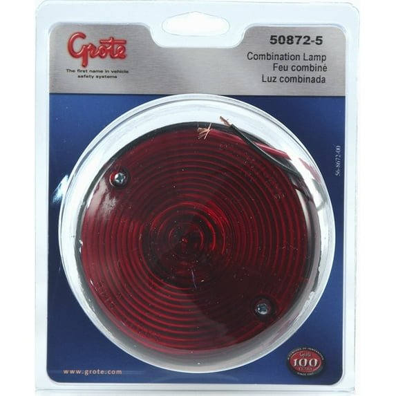 Grote 50872-5 STT Lamp, 4",Red,Fit-All Mnt Combination W/License,Retail Pack
