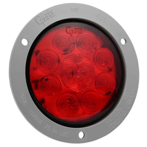 Grote 53272 SuperNova 4" 10-Diode Pattern LED Stop Tail Turn Light - Gray Theft-Resistant Flange, Male Pin