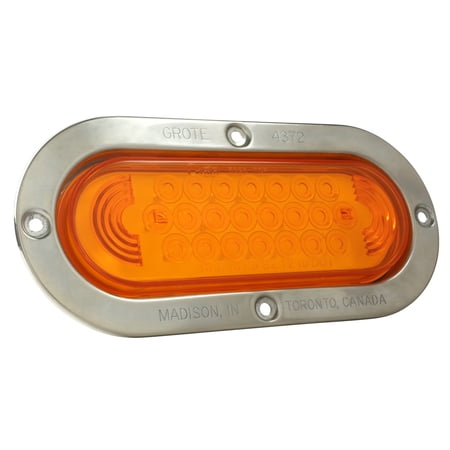 Grote 53973 SuperNova Oval LED Stop Tail Turn Light - Stainless Steel Theft-Resistant Flange, Male Pin, Red