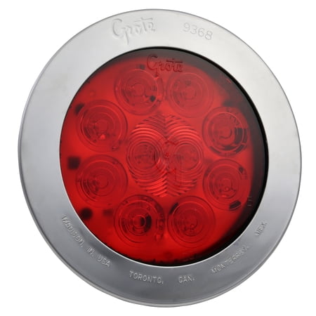 Grote 54042 SuperNova 4" 10-Diode Pattern LED Stop Tail Turn Light - Hard Shell Connecter, Stainless-Steel Snap-In Flange