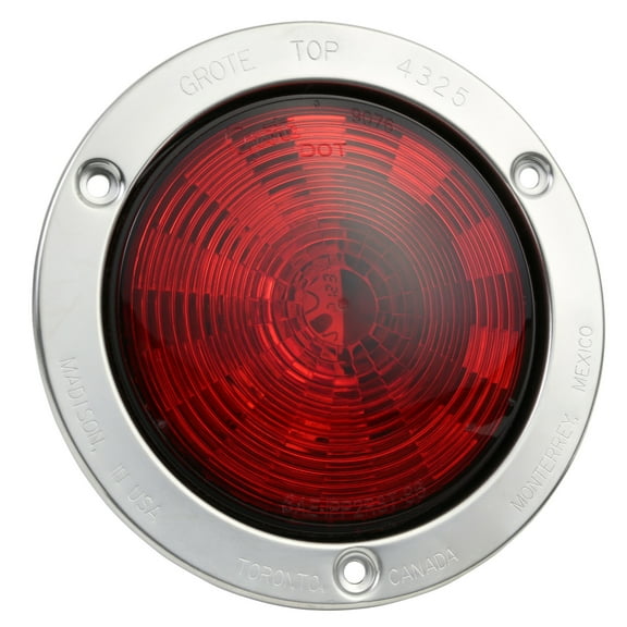 Grote 54492 SuperNova 4" NexGen LED Stop Tail Turn Light - Red, Stainless Steel Flange, Male Pin