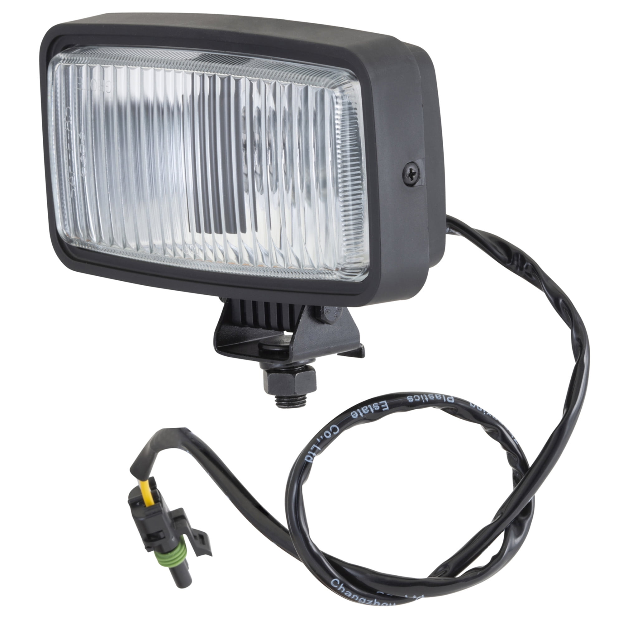 Sleek Black Rectangular Halogen Fog Light with Durable Glass Lens
