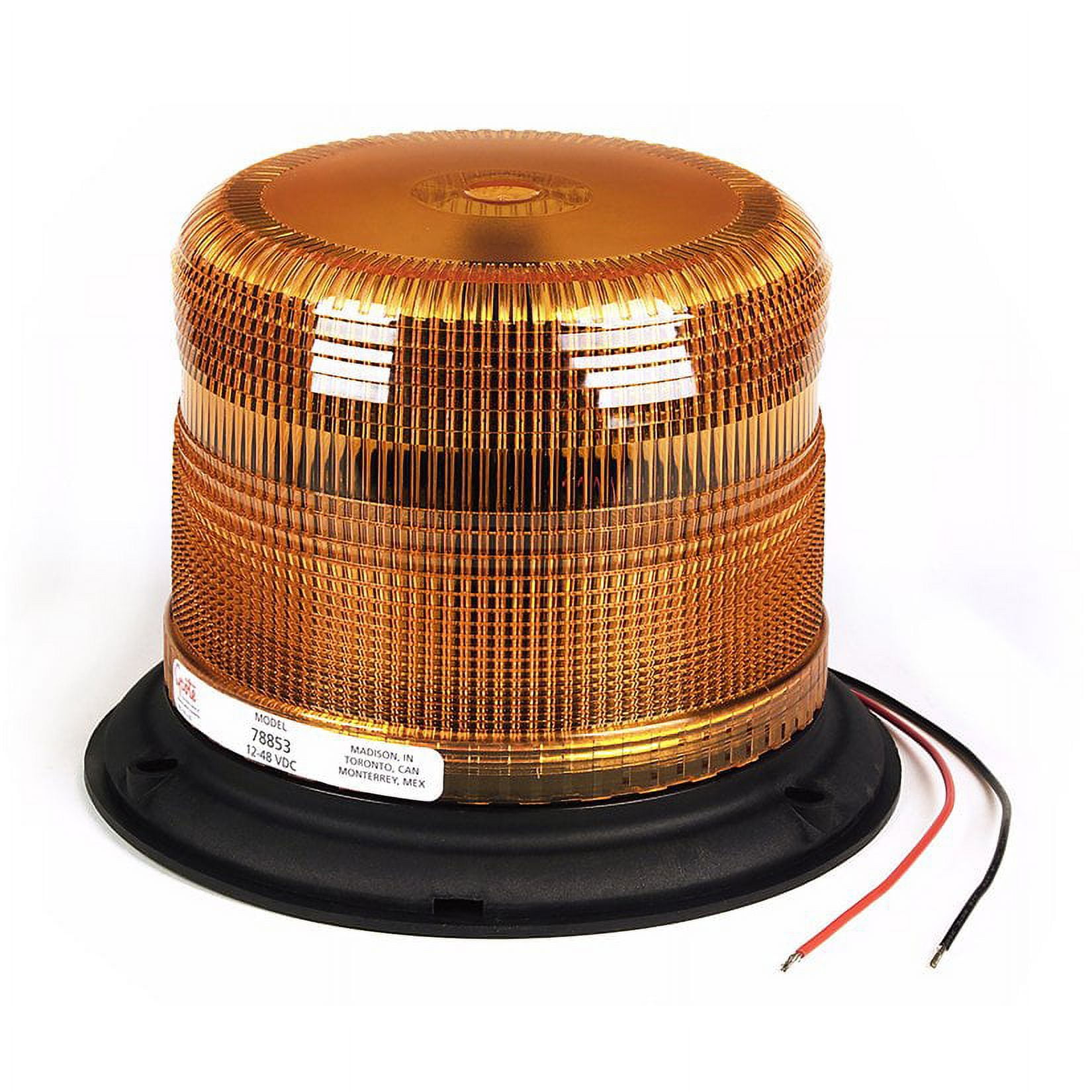 Grote 78853 Emergency Lighting, Yel, Medium Dome, Led Beacon, 3 Bolt/1" Pipe Mount, Class Ii