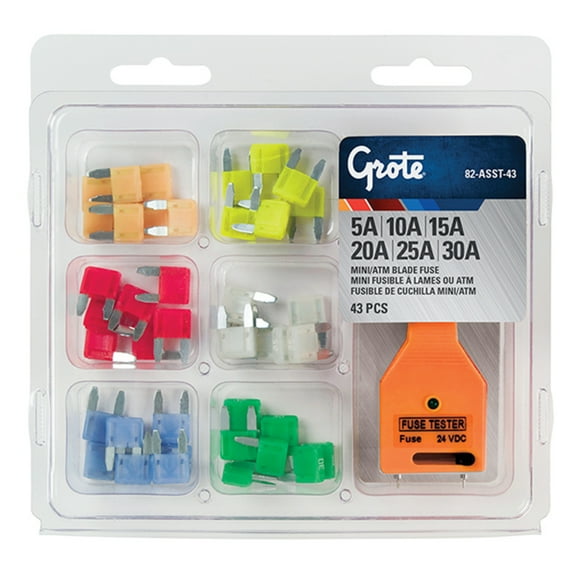 Grote 82-ASST-43 Fuse & Circuit Protection Assortment Kit - Miniature Blade Fuse Assortment, 43-Pack