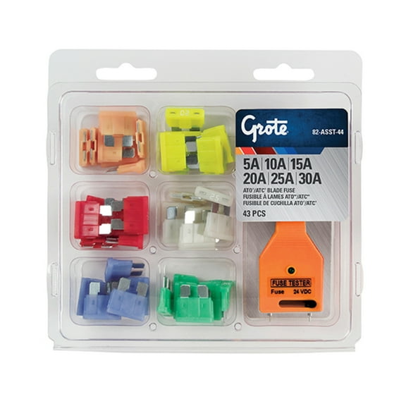 Grote 82-ASST-44 Fuse Assortment Kit - Tester 43-Pack (5A, 10A, 15A, 20A, 25A, 30A)