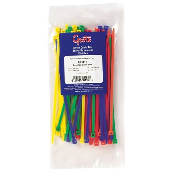 Grote 83-6514 Standard Cable Tie Assortment Assorted Colours 50 Pack