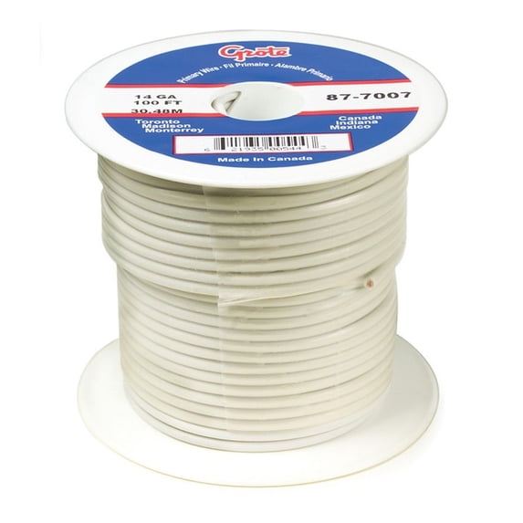 Grote 87-5007 Primary Wire 10 Gauge White 100 Ft Spool