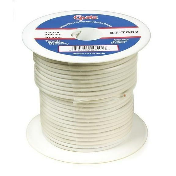 Grote 87-8007 Primary Wire 16 Gauge White 100 Ft Spool