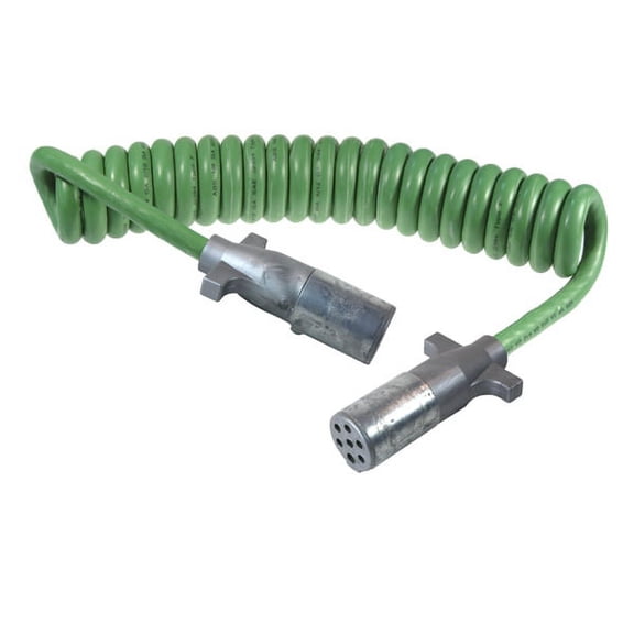 Grote 87100 - Trailer Wiring, Coil Cord, 12', Green, ABS, 1/8, 2/10, 4/12 Gauge
