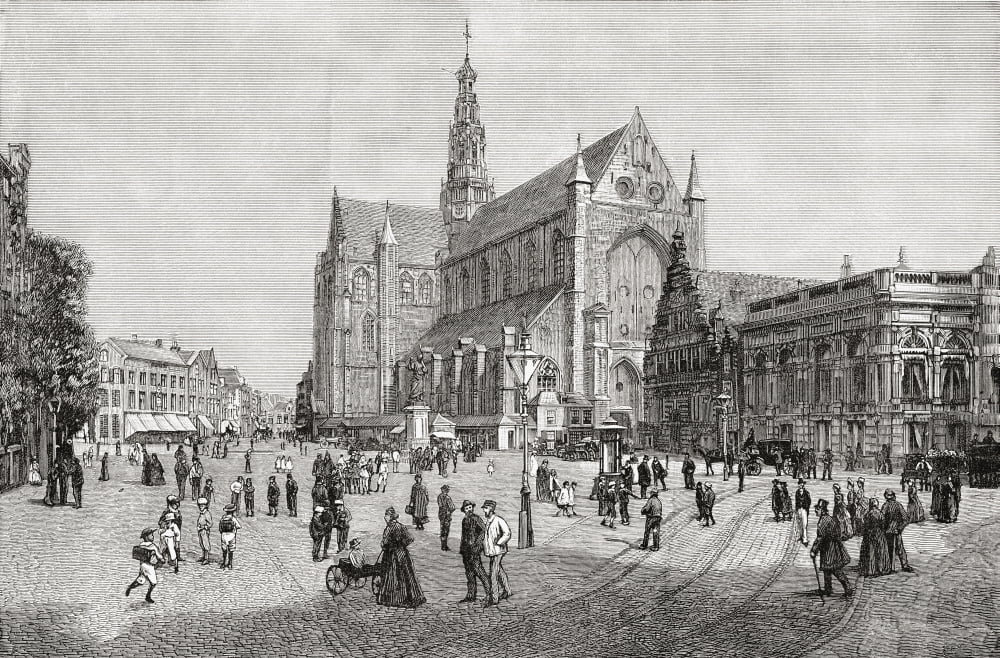 The Grote Kerk Or StBavokerk In The Grote Markt Haarlem The Netherlands In The 19Th Century From Pictures From Holland By Richard Lovett Published 1887 Canvas Art - Ken Welsh  Design Pics (38 x 24)