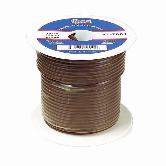 Grote Primary Wire,16 AWG,1 Cond,100 ft,Brown 87-8001