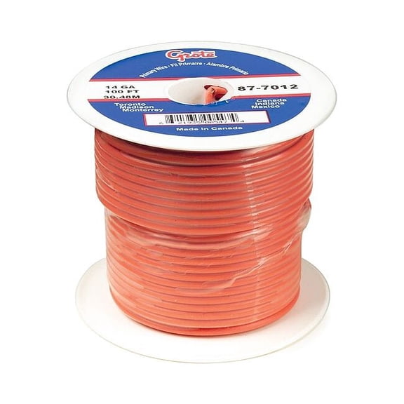 Primary Wire, GPT, 16 AWG, 1C C, Orange, PVC, Stranded, 60V, 100 ft. 87-8012