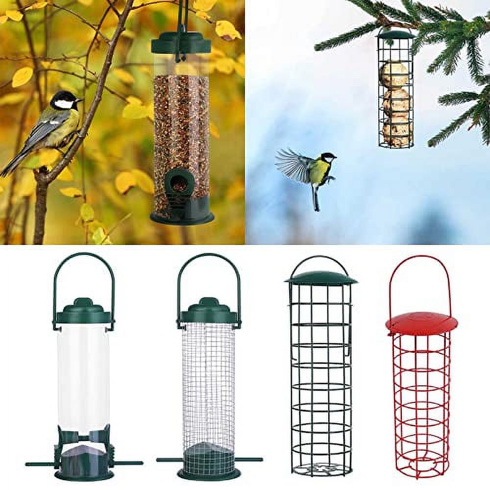 Grotera Hanging Wild Bird Feeder with Perch Clear Plastic Tube Mesh