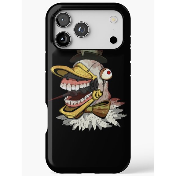 Grotesque Cartoon Bird with Eyeball and Teeth Tough Phone Case, Polycarbonate and TPU, for Apple iPhone Series