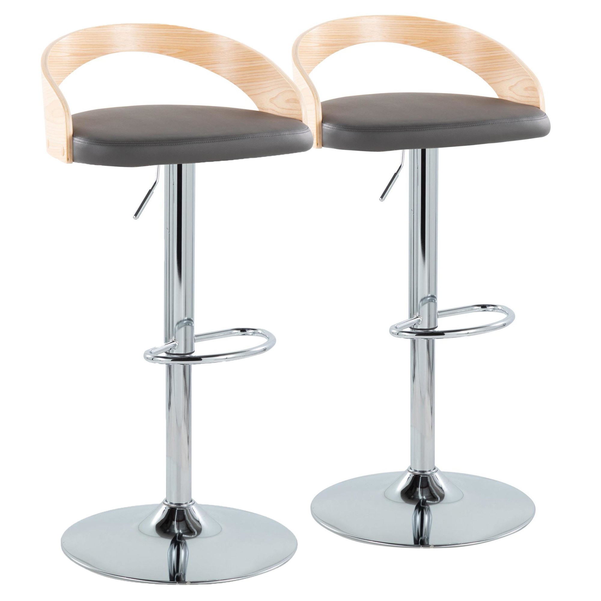 Grotto MidCentury Modern Adjustable Height Barstool with Swivel in