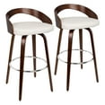 thumbnail image 1 of Grotto Mid-Century Modern Barstool with Swivel in Cherry with White Faux Leather by LumiSource - Set of 2, 1 of 8