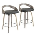 thumbnail image 1 of Grotto Mid-Century Modern Counter Stool with Light Grey Wood and Black Faux Leather by LumiSource - Set of 2, 1 of 7