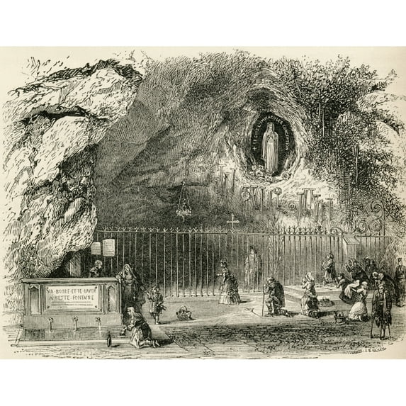 Grotto Of Massabielle In The Sanctuary Of Our Lady Of Lourdes France In The 19Th Century From French Pictures By The R 3
