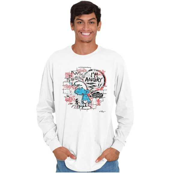 Grouchy Smurf Angry Cranky Cartoon Long Sleeve TShirt Men Women Brisco Brands S