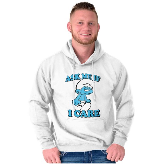 Grouchy Smurf Ask Me If I Care Grump Hoodie Sweatshirt Women Men Brisco Brands M