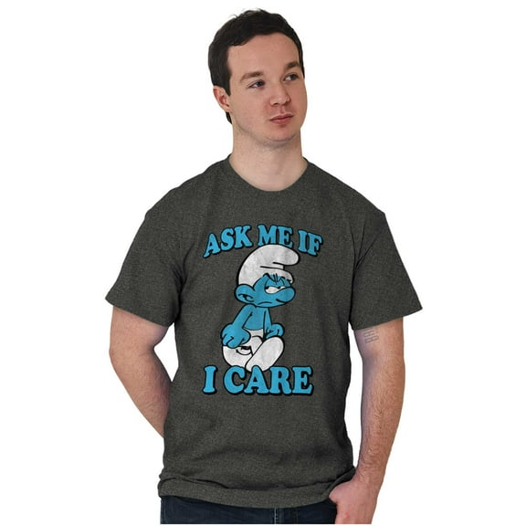 Grouchy Smurf Ask Me If I Care Grump Men's Graphic T Shirt Tees Brisco Brands M