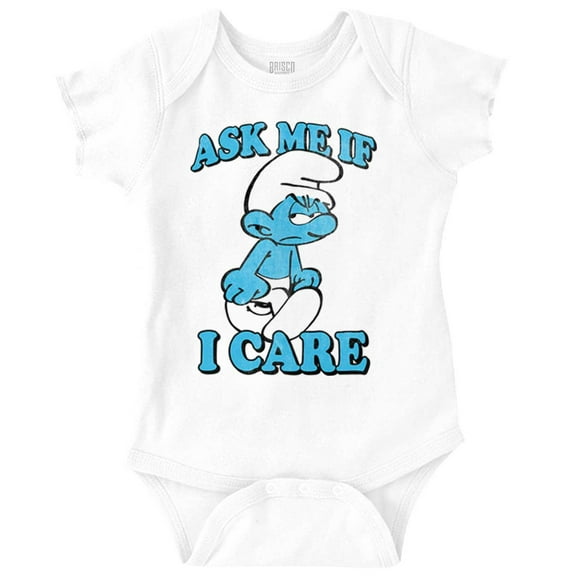 Grouchy Smurf Ask Me If I Care Grump Romper Boys or Girls Infant Baby Brisco Brands 18M
