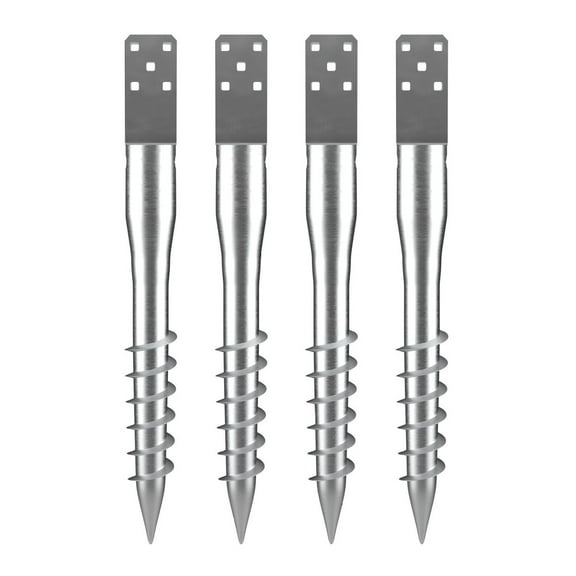 Ground Anchor Post Stake 4 Pack - 27.56in Steel Fence Post Spikes, Heavy Duty U-Shape Post Holder with Lag Bolts & Rebar for Mailbox, Fence Posts - DIY No Dig