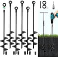 thumbnail image 1 of Fabulas Ground Anchors Screw in, 18 inch Heavy Duty Swing Set Ground Anchor Kit 6 Pack, Spiral Earth Anchors Trampoline Stakes for Dog Sheds Tent Carports Camping, 1 of 6