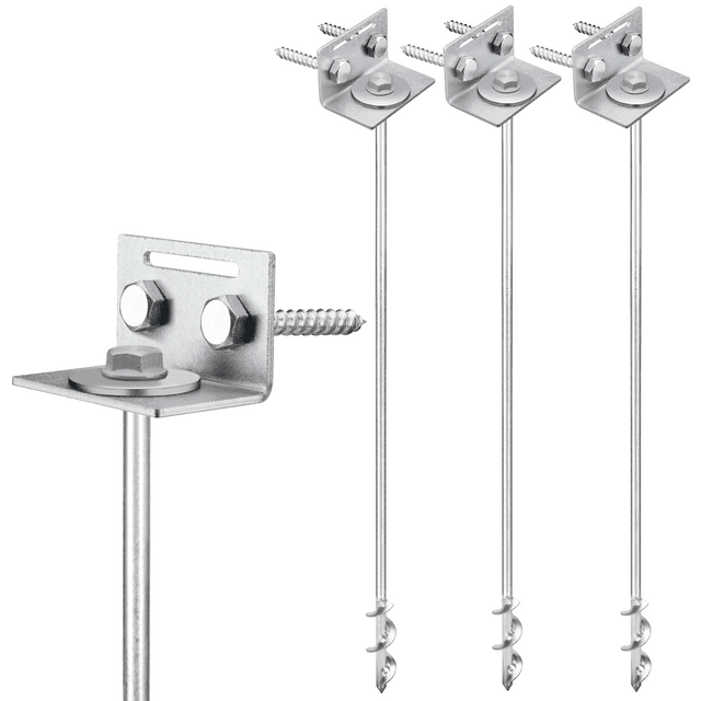 Ground Anchors Screw In 24" Set of 4 with Brackets and Drill Bit