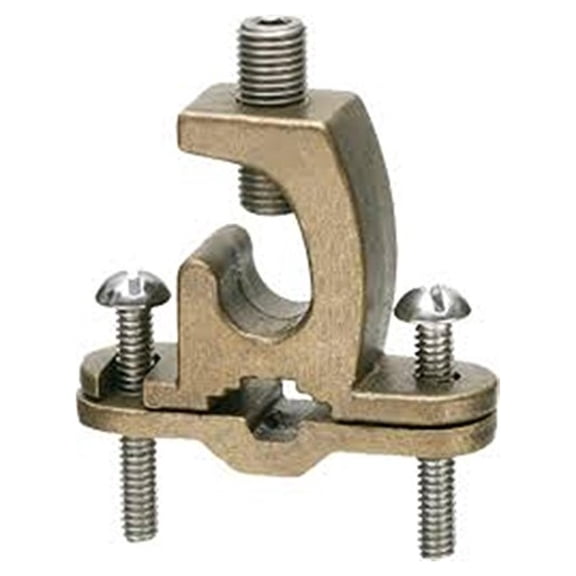 Ground Clamp Bronze 719DB - Solid Copper Grounding Clamp for Rods & Pipes, 3/8-1 Inch, 8-4/0 AWG Wire, Heavy Duty Electrical Grounding Connector