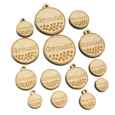Ground Coffee Label Wood Mini Charms Shapes DIY Craft Jewelry - With Hole - Various Sizes (16pcs)
