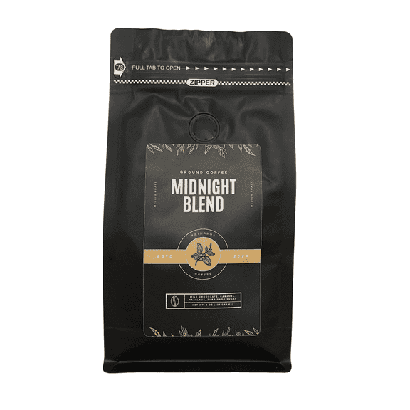 Ground Coffee, Medium Roast Coffee (8oz) | Unique Coffee Blend, Midnight Blend | Brazilian Coffee