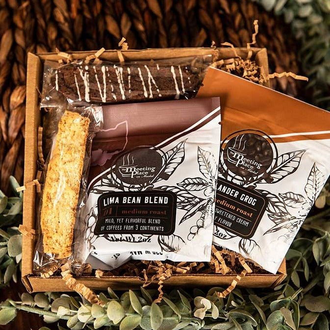 Ground Coffee and Biscotti Gift Box, Thank you Gift Basket, Christmas