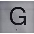 thumbnail image 1 of Ground Elevator Jamb (G) Plate Sign (Lobby Elevator JAMB) with Braille and Raised Number-Elevator Floor Number Sign (Silver), 1 of 4