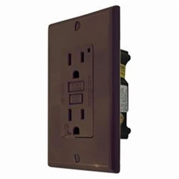 Ground Fault Interrupter Receptacle with Light - Brown