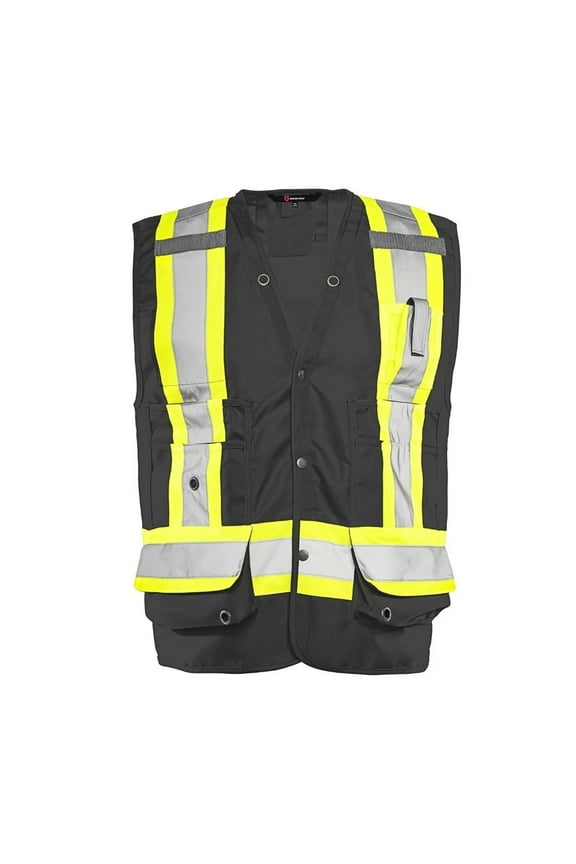 Ground Force Mens Hi Vis Durable Polyester Safety Vest, Reflective Tape, ANSI Class 2 (LG Chest 44)