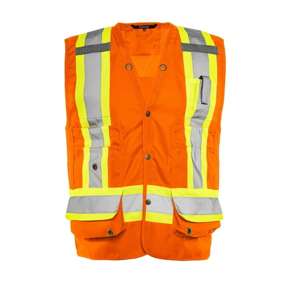 Ground Force Mens Hi Vis Durable Polyester Safety Vest, Reflective Tape, Class 2 Orange (Large Chest 42-40)