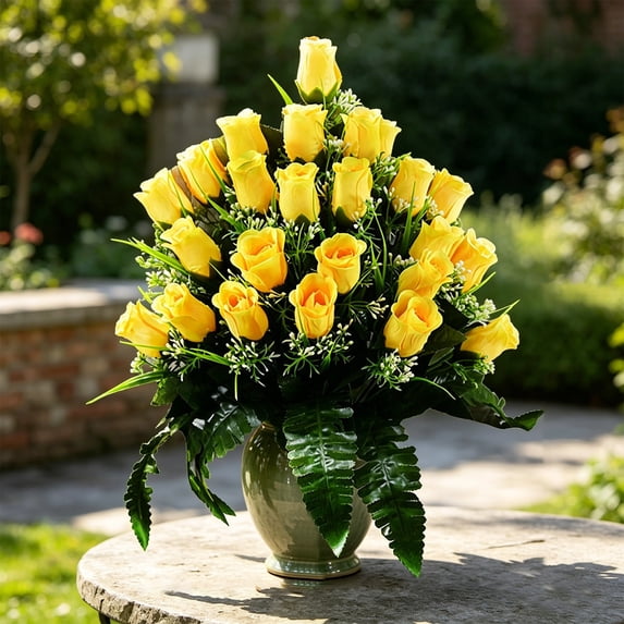 Ground Insert Artificial Rose - Fade-Resistant Memorial Flower for Cemetery Decoration, Gravesite & Remembrance Service - Color B