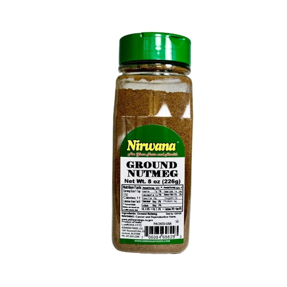 Ground Nutmeg Warm & Aromatic Spice for Baking, Cooking & Seasoning Perfect for Sweet & Savory Dishes, Curries, and Spice Blends 8 oz Jar by Nirwana