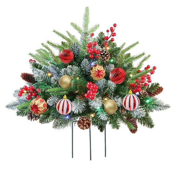 Ground Plug Christmas Tree with 8 Lighting Modes – 2ft Outdoor Lighted Artificial Tree with Tripod Stake, LED Lights, Energy-Saving Holiday Decoration for Yard, Patio, Mall Display