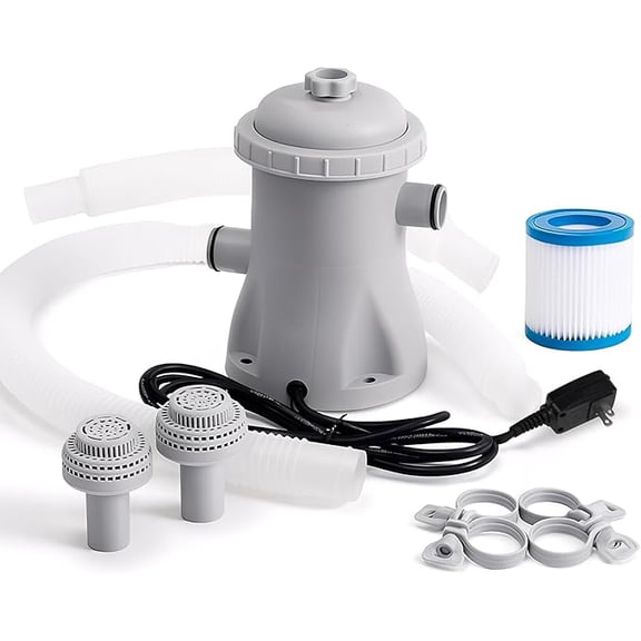 Above Ground Pool Filter Pump 330GPH,Electric Swimming Pool Filter Pump,Cartridge Pool Filter Pump System with Hose & Accessories,for Water Circulation and Filtration